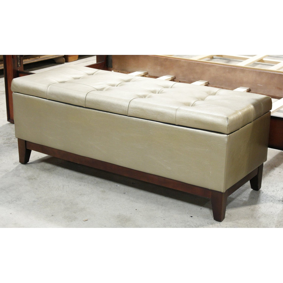 Gold Tufted Storage Ottoman