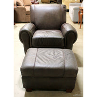 Distinctive Designs Furn. USA Brown Leather Club Chair w/Ottoman