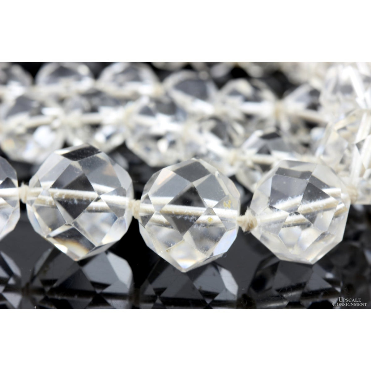 Hand Faceted Graduated Rock Crystal Quartz Bead Necklace