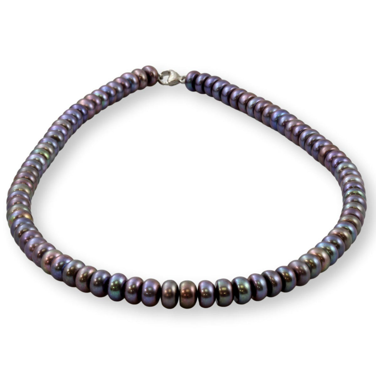 Handknotted Button-Shape Tahitian Pearl Sterling Silver Necklace