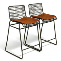 Crate & Barrel Pair of 'Tig' Wire Counter Stools