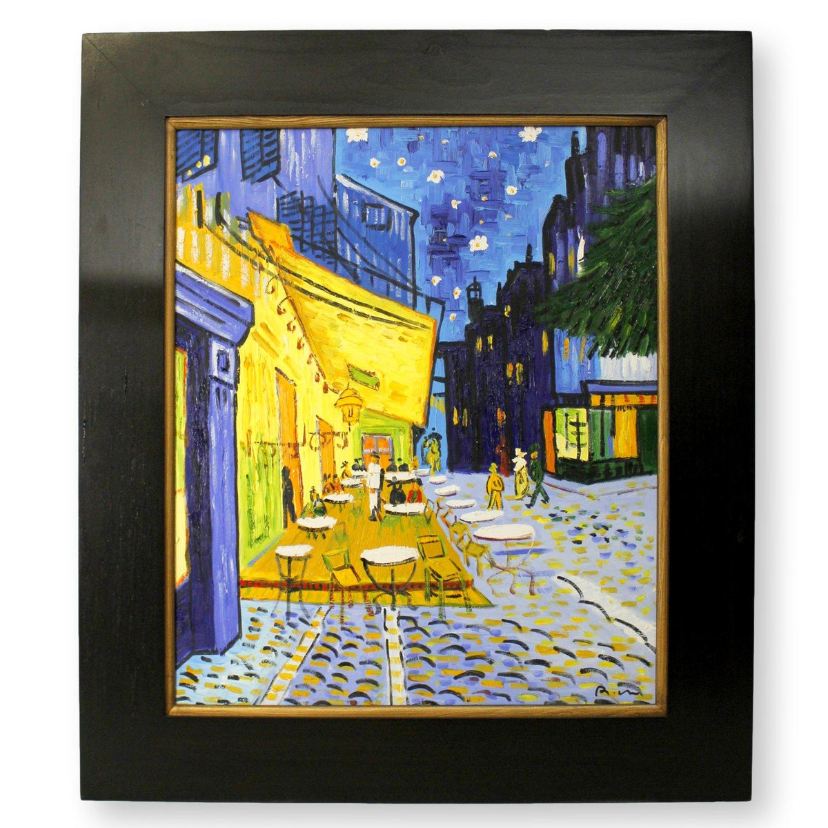 Framed Oil Painting 'Cafe Terrace at Night'