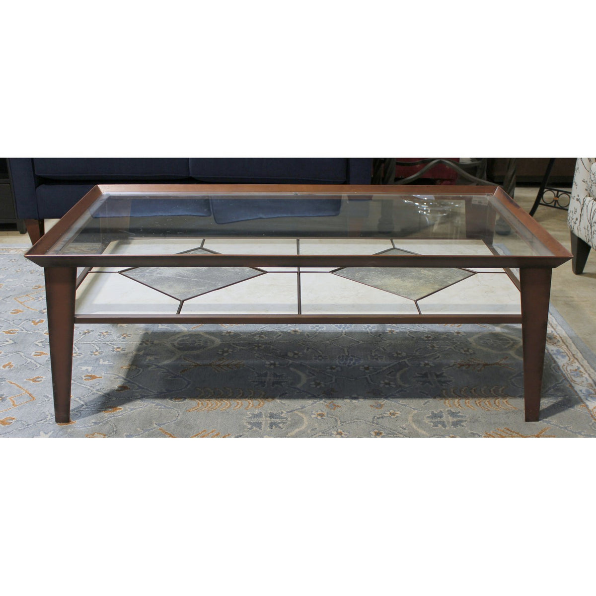 Ercol Furniture Glass Top Coffee Table w/Tile