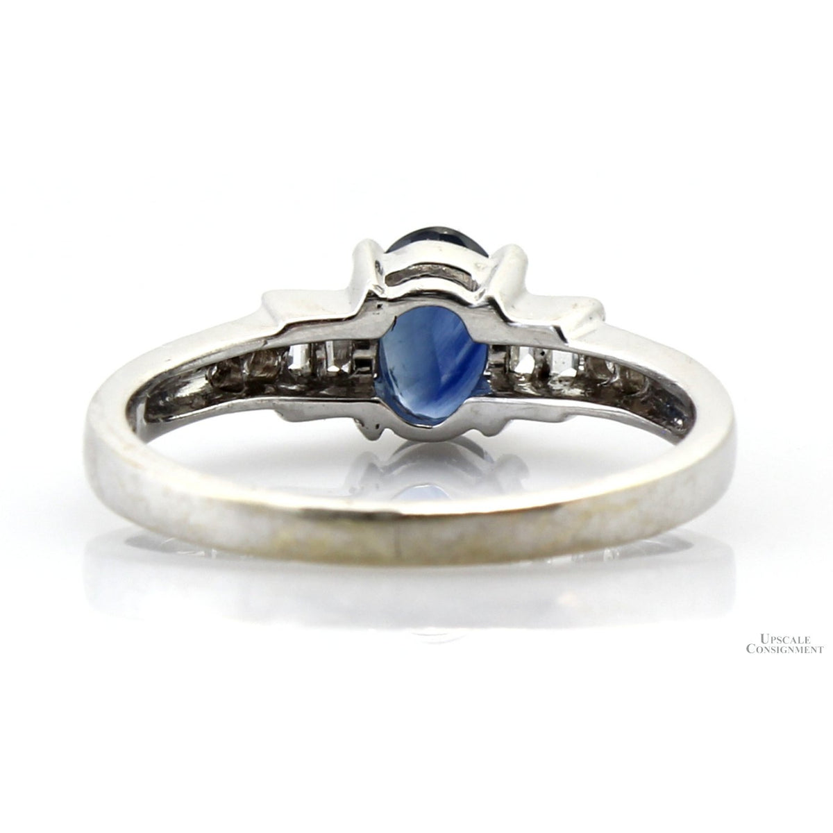 Natural .50ct Sapphire & Diamond 14K White Gold Ring