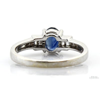 Natural .50ct Sapphire & Diamond 14K White Gold Ring