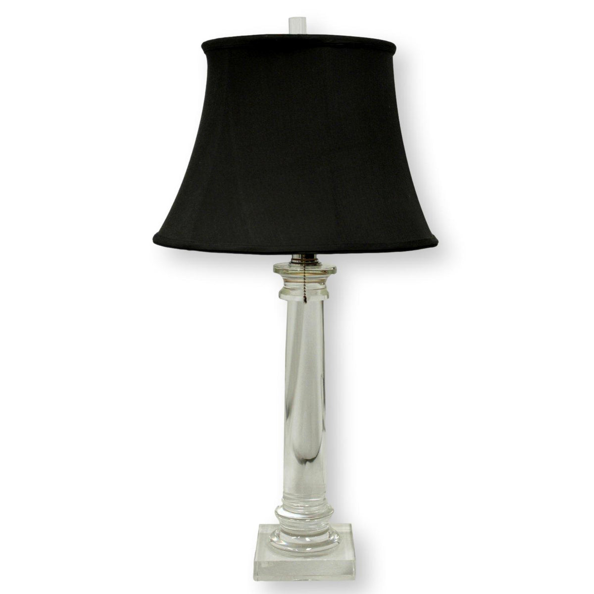 Crystal Column Table Lamp w/Silk Shade