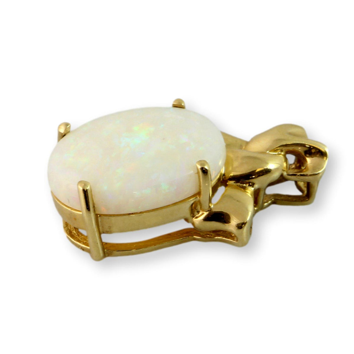 3.06ct Precious White Natural Opal 14K Gold Pendant