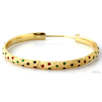 14K Two-Tone Gold 6mm(w) Bangle - Enameled Jewels