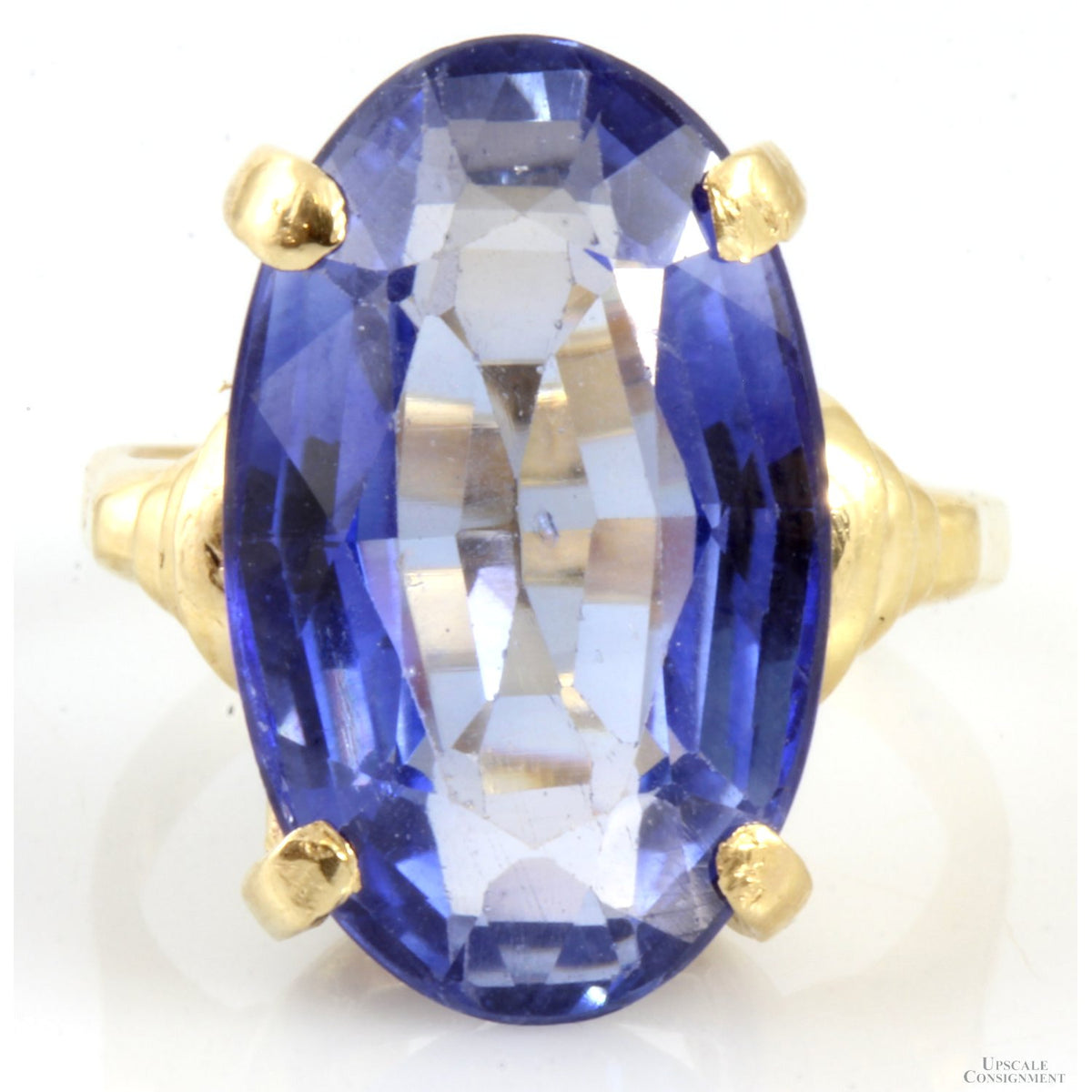 Blue Created Color Change Sapphire 14K Yellow Gold Ring