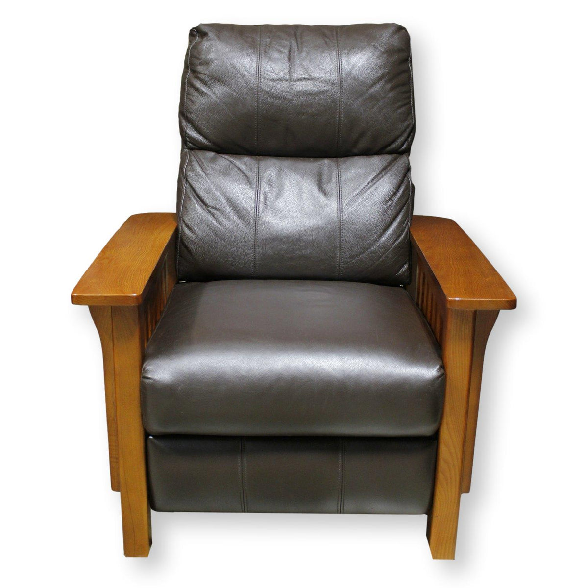 Mission Oak Brown Leather Recliner