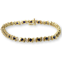 2.64ctw Sapphire & Diamond 14K Gold S-Link Bracelet