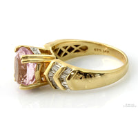 Pink Kunzite Gemstone &  Diamond 14K Gold Ring