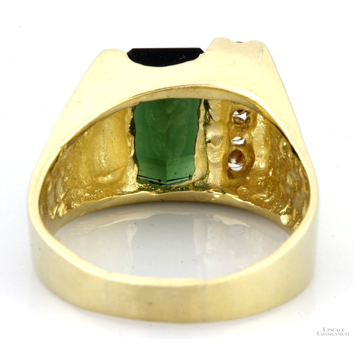 14K Yellow Gold 1.88ct Green Tourmaline & Diamond Ring