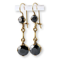 Antique 14K Gold Articulated Hematite Earrings - Circa 1900