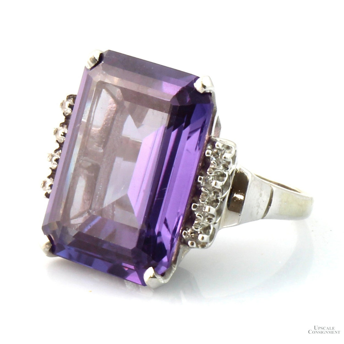 Created Purple Sapphire & White Sapphire 10K Gold Ring