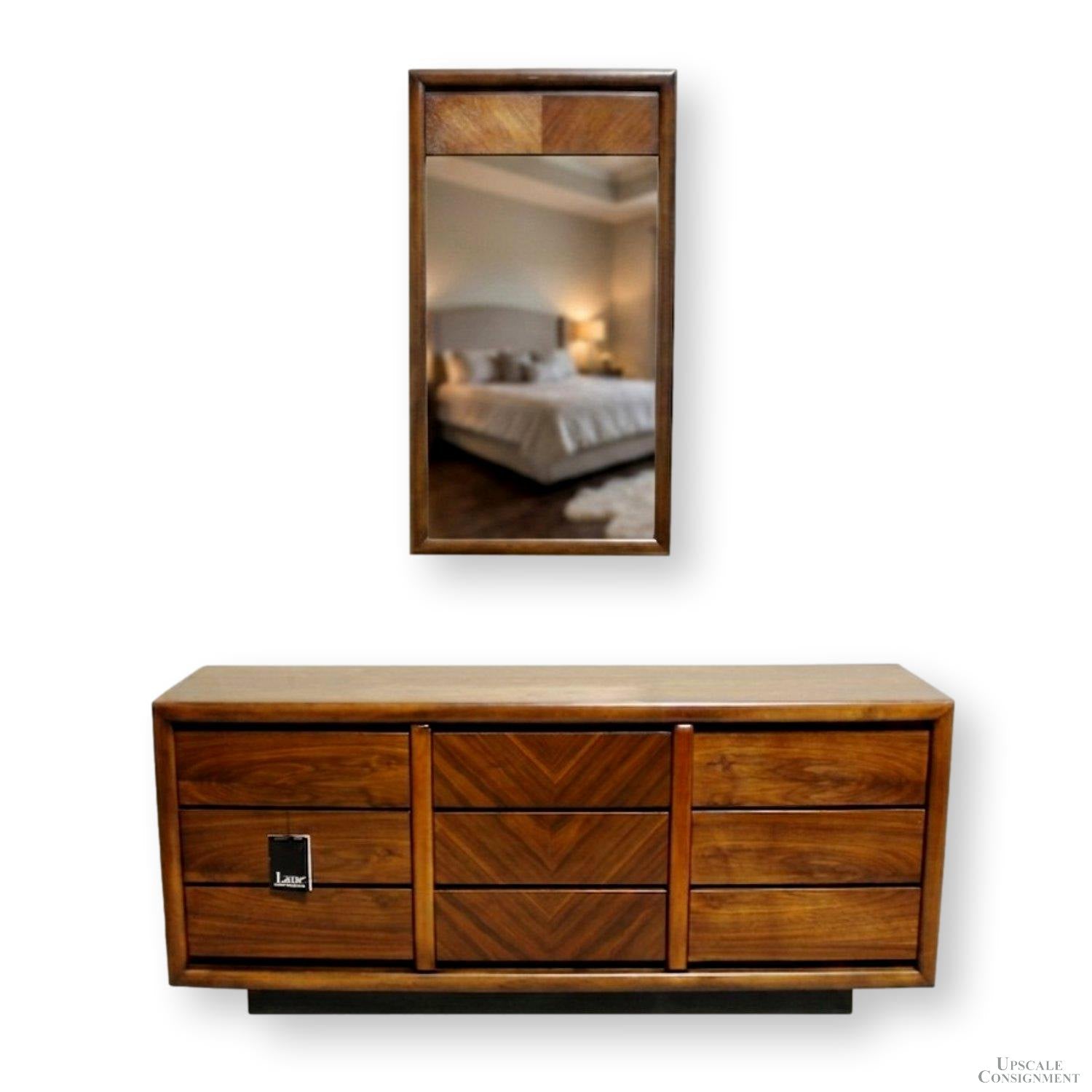 Lane Mid-Century Walnut Dresser w/Mirror – Upscale Consignment