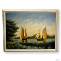 Original Oil Painting - Sailboats on Still Waters