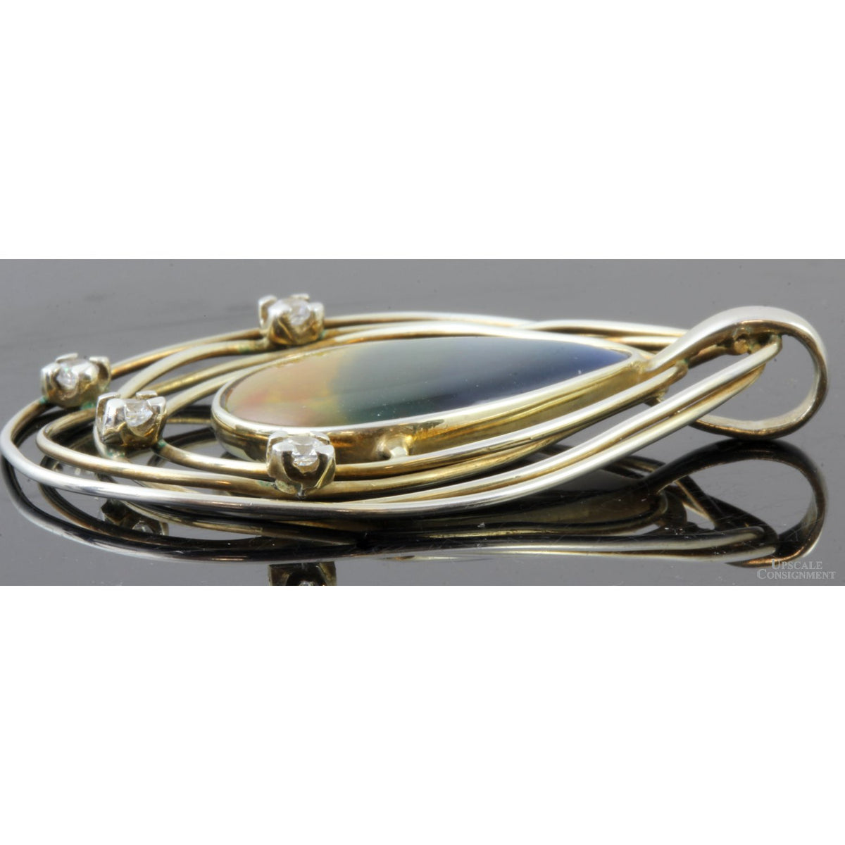 Ammolite Triplet & White Sapphire Sterling Silver Pendant