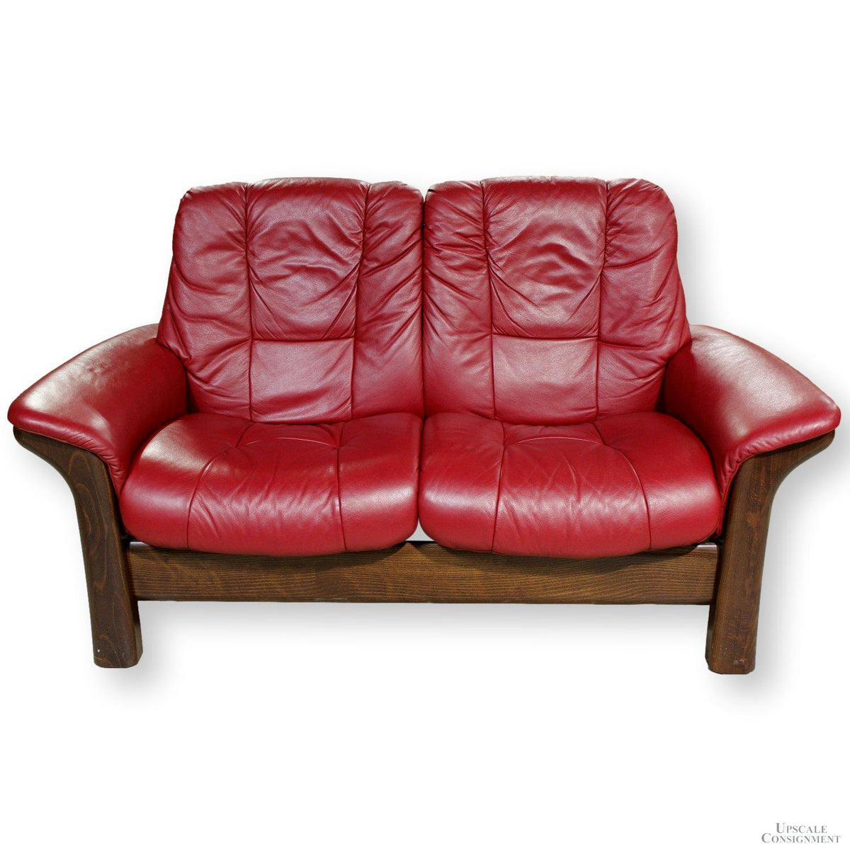 Stressless Red Leather Reclining Loveseat