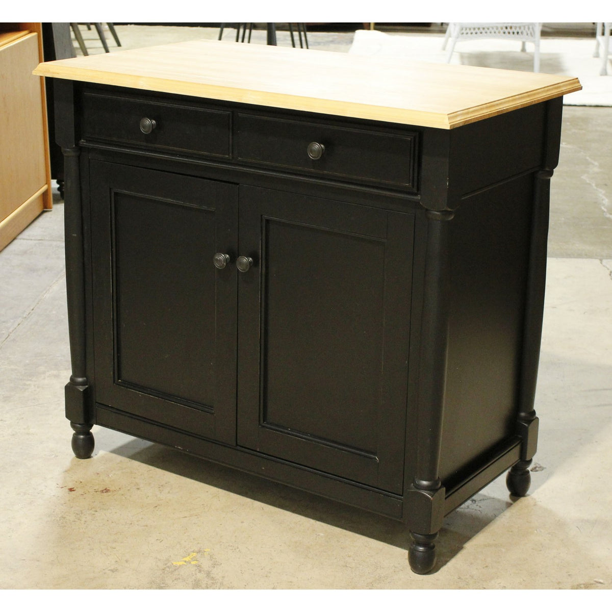 Black Cabinet w/Natural Wood Top