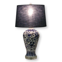 Blue & White Floral Ceramic Table Lamp