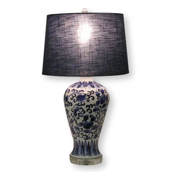 Blue & White Floral Ceramic Table Lamp