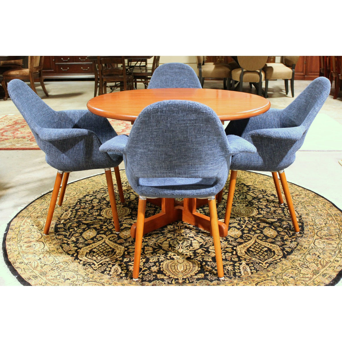 MCM Style Dining Set w/4 Blue Chairs