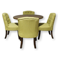 World Market Round Bronze Finish Table w/4 Green Chairs