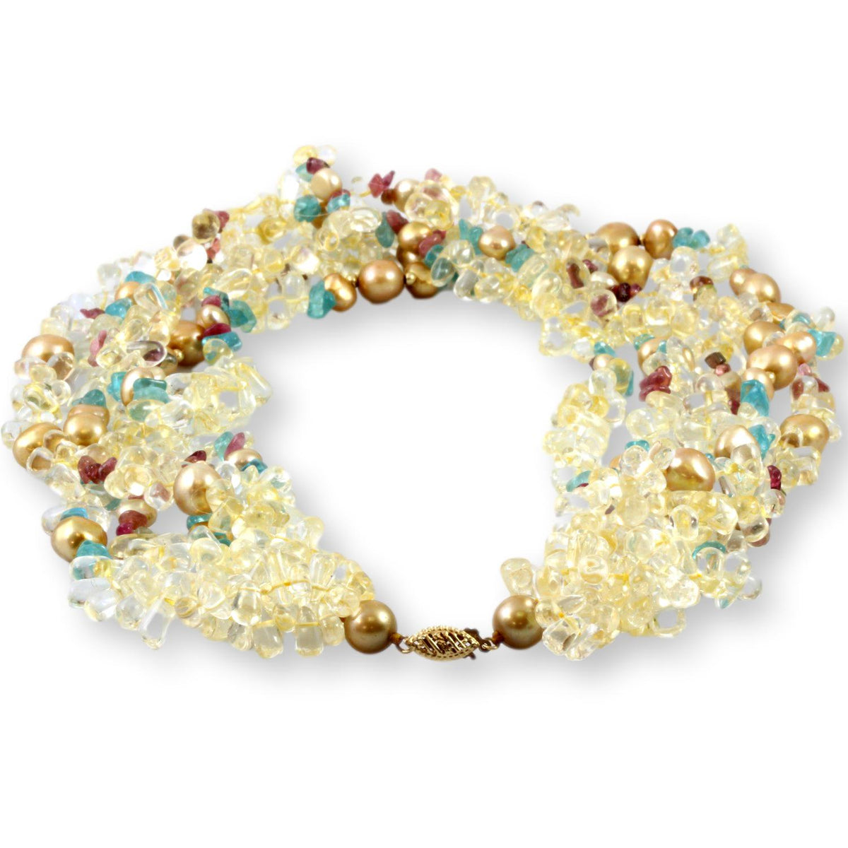 Tutti Frutti Five-Strand Citrine, Imperial Topaz 14K Gold Necklace