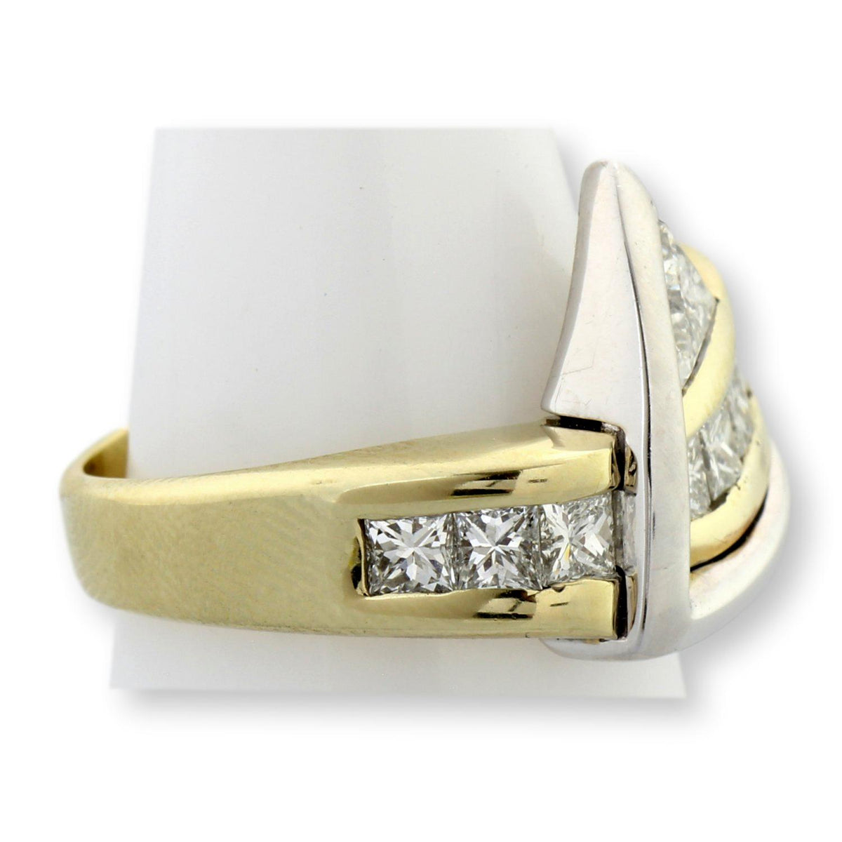 14K Two-Tone Gold 2.16 Carat Diamond Trillion & Princess-Cut Ring