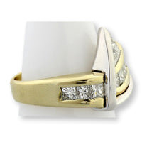 14K Two-Tone Gold 2.16 Carat Diamond Trillion & Princess-Cut Ring