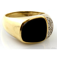 Circaa 1950s Black Onyx & Diamond 14K Gold Men's Signet Ring