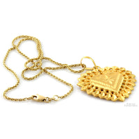 22K Gold Diamond Cut Heart Pendant & 14K Gold Chain Neclace