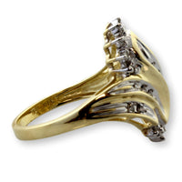 10K Gold .20ctw Diamond Ring | Sculptural Ribbon Design