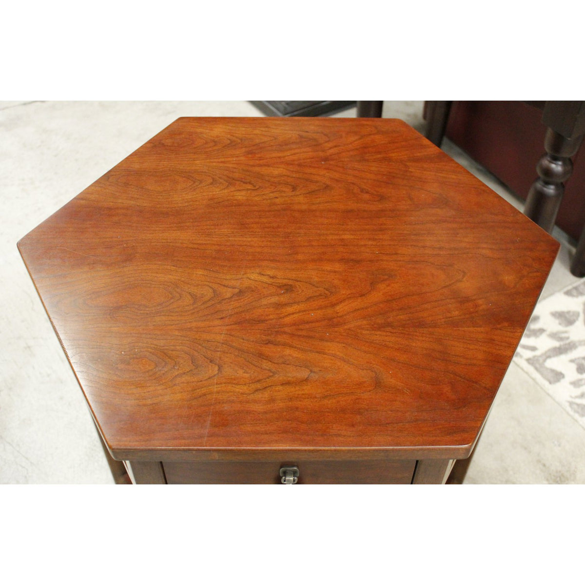 Bernhardt Walnut Hexagon Accent Table
