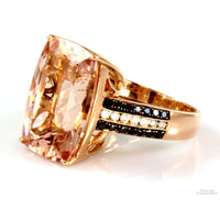 13ct Morganite .60ctw B & W Diamond 14K Rose Gold Ring