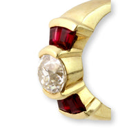 1.14ct Old European Cut Diamond & Ruby 14K Gold Ring