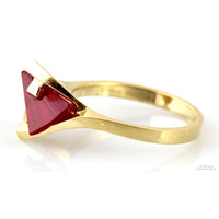 Lighthouse Lens Cut Created Red Spinel 14K Gold Ring