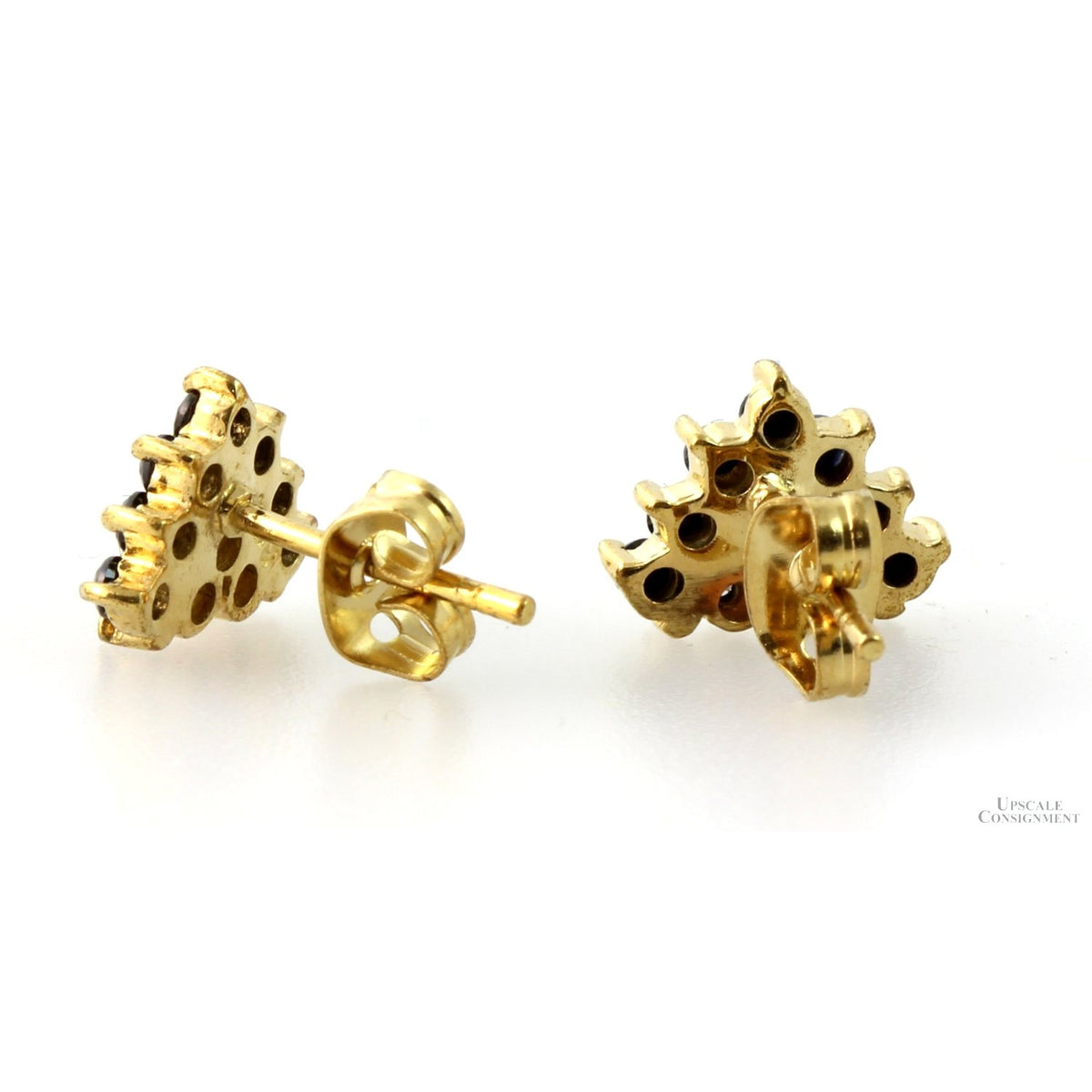 1.2ctw Black Sapphire & Diamond 18K Gold Vermeil Earrings