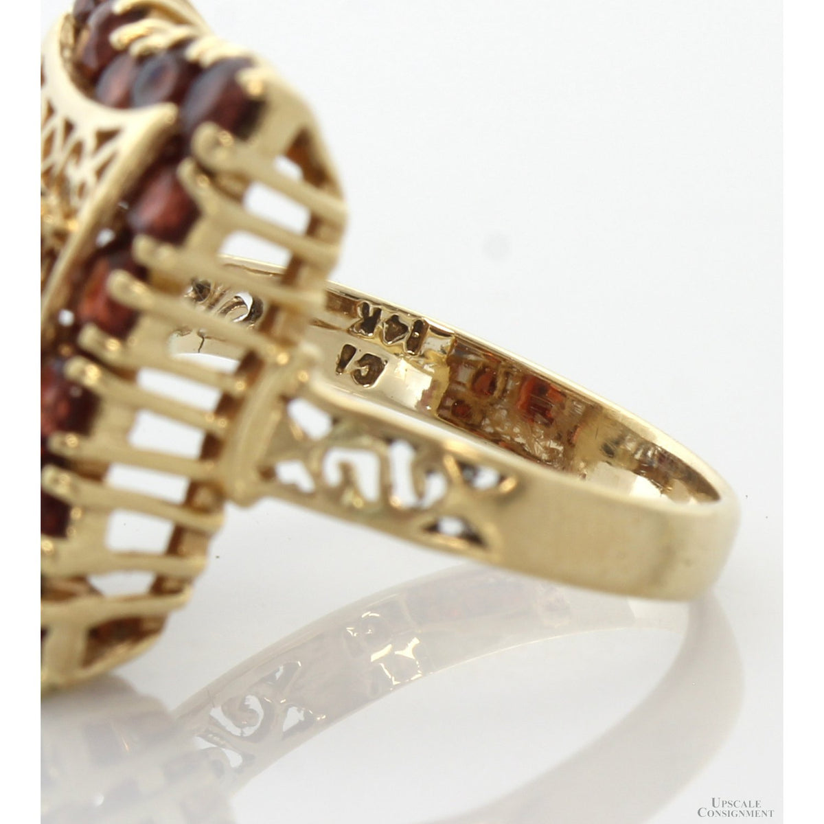 14K Yellow Gold Pyrope-Spessartine Garnet Openwork Statement Ring