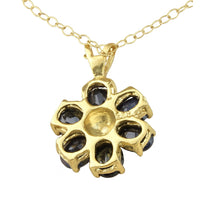 5ctw Black Sapphire & Diamond 18K Gold Vermeil Necklace