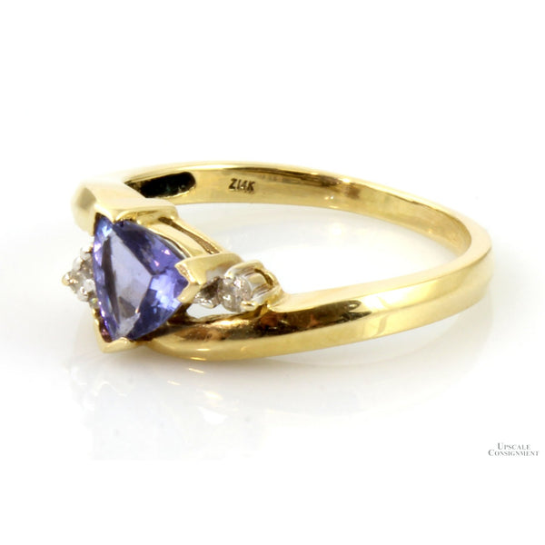 .85ct Violetish Blue Tanzanite & .05ctw Diamond 14K Gold Ring