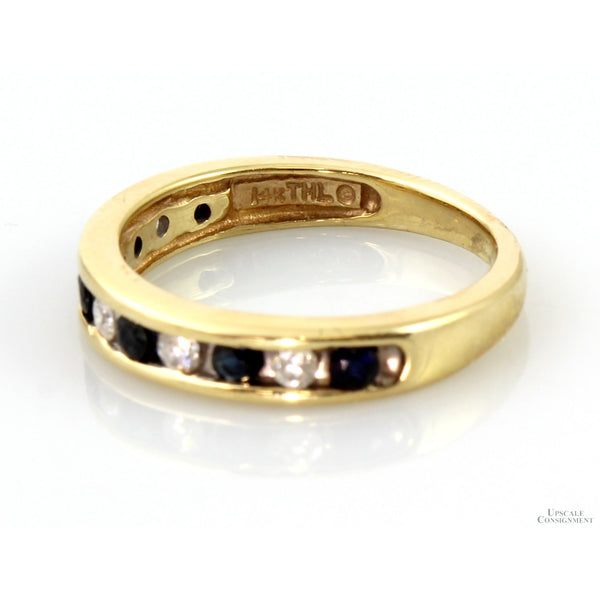 .36ctw Sapphire .22ctw Diamond 14K Yellow Gold Band