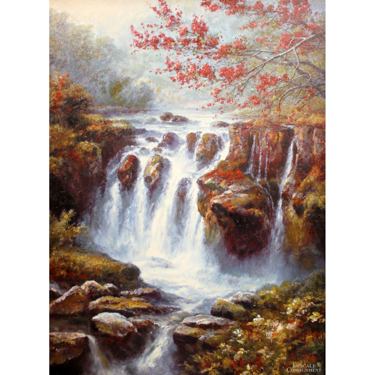 Framed Lithograph on Canvas - Waterfall