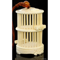 Antique Chinese Carved Bone Hanging Singing Cricket Cage