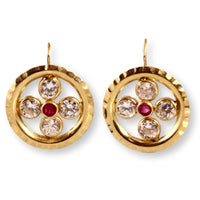 Created Ruby & Cubic Zirconia 14K Yellow Gold Earrings