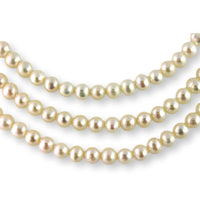 Handknotted 6mm Ivory Pearl Three-Strand 14K Clasp