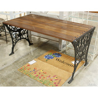 Wrought Iron & Wood Plank Outdoor Table