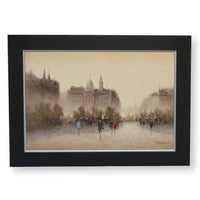 Framed Hand Embellished Oil -European Street Scene