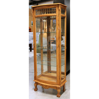 5' Oak Curio w/Leaded Glass